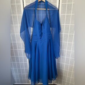 Mori Lee formal Halter dress, sapphire blue, Size 17/18.